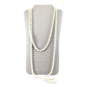 White Faux Pearls Long Set